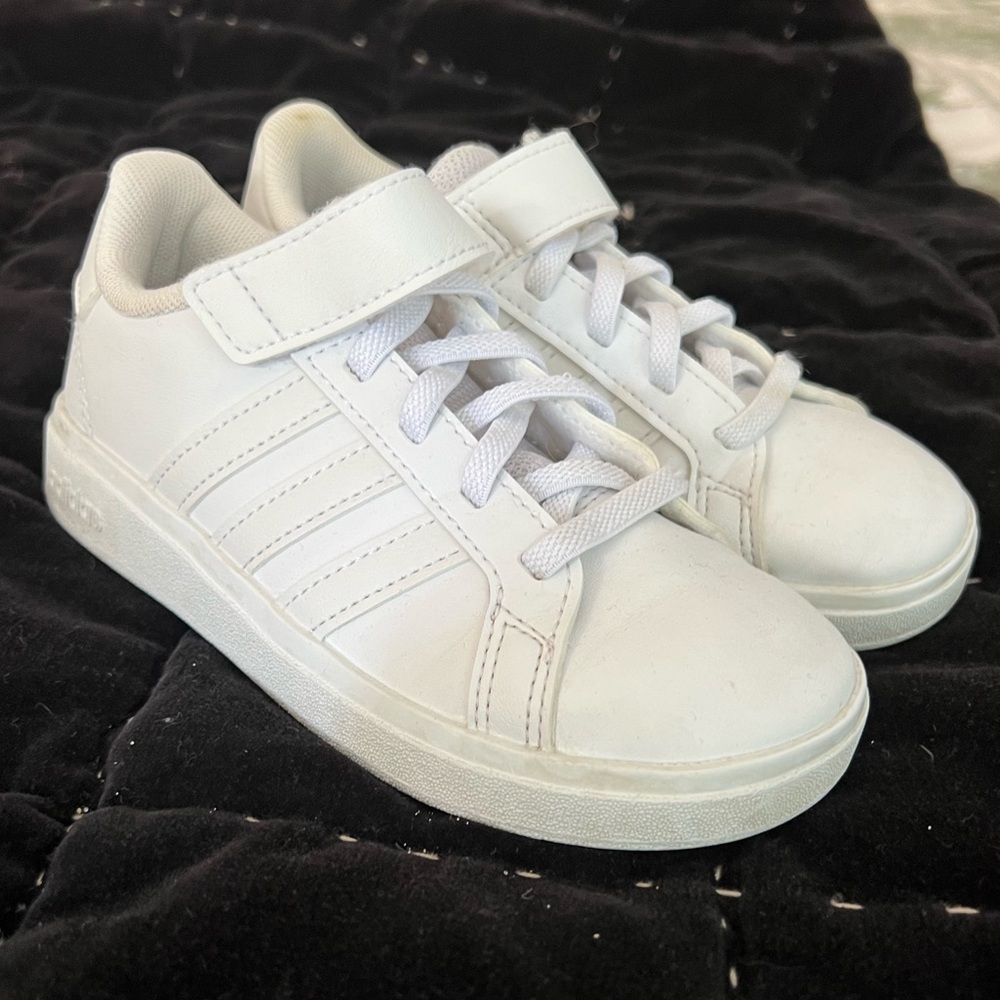 Adidas kids white sneakers